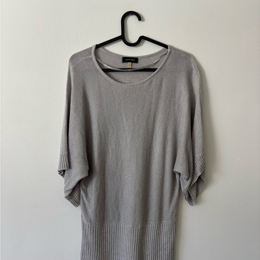 Spense silver metallic knit top